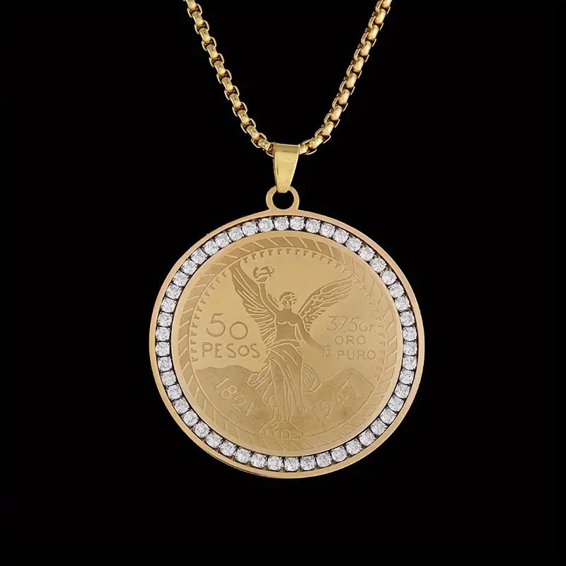 1. Planderful Everyday Genie Titanium Steel Coin Pendant Necklace Unisex Hip Hop Style Gift Idea