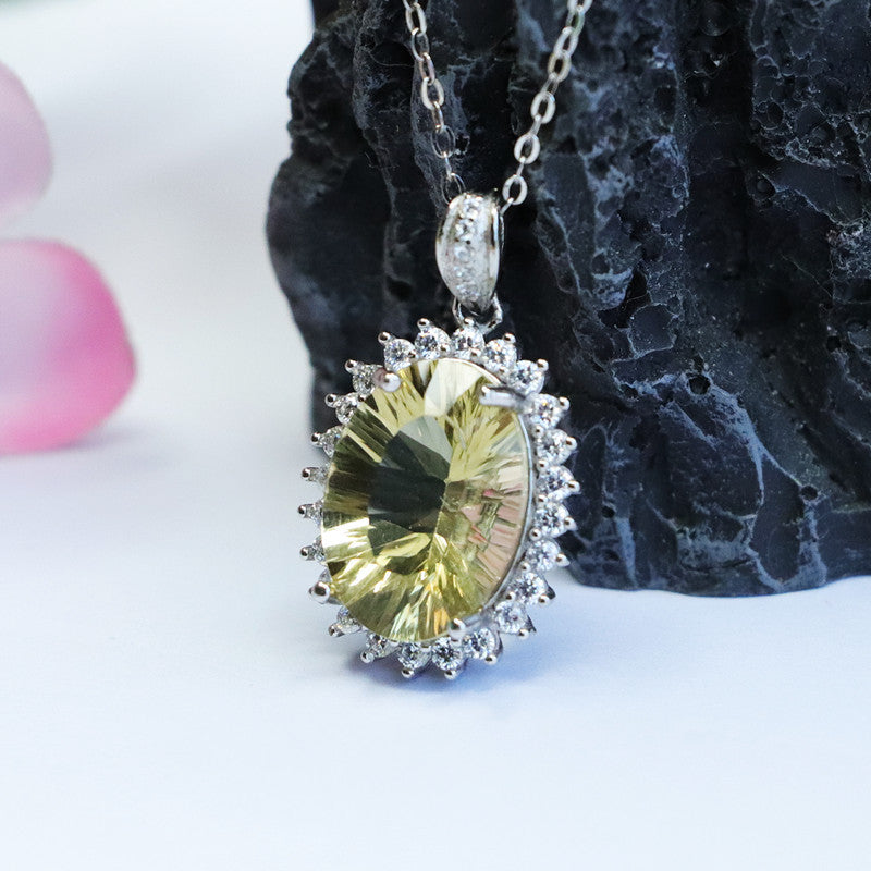 Citrine Silver Pendant — No Chain