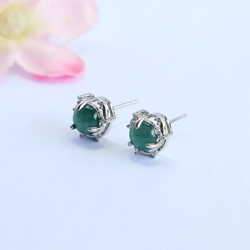 Blue-Water Jadeite Star Trail Stud Earrings
