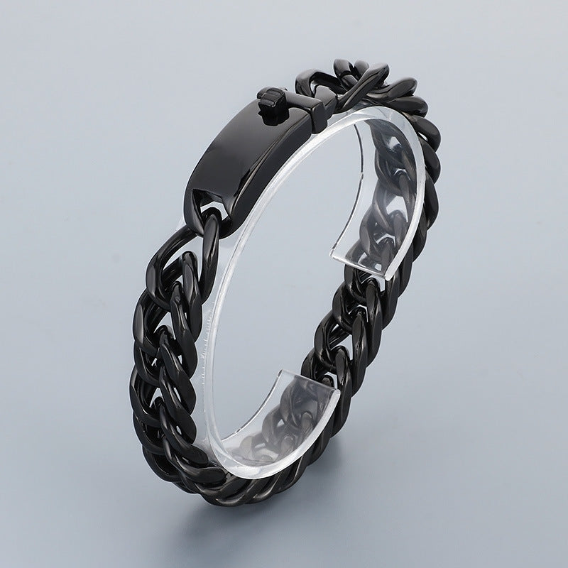 Titanium Steel – Punk 12mm Double Woven Four-Sided Grinding Cuban Chain Men's Stainless Bracelet