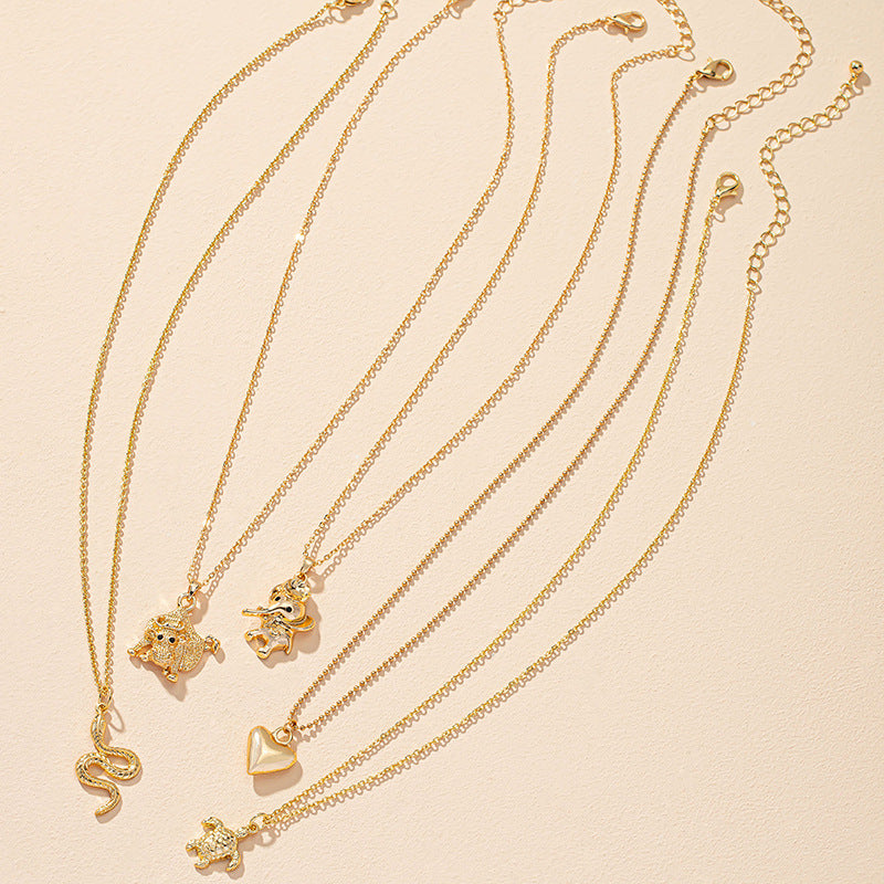 Unique Snake and Elephant Necklace Set - Vienna Verve Collection