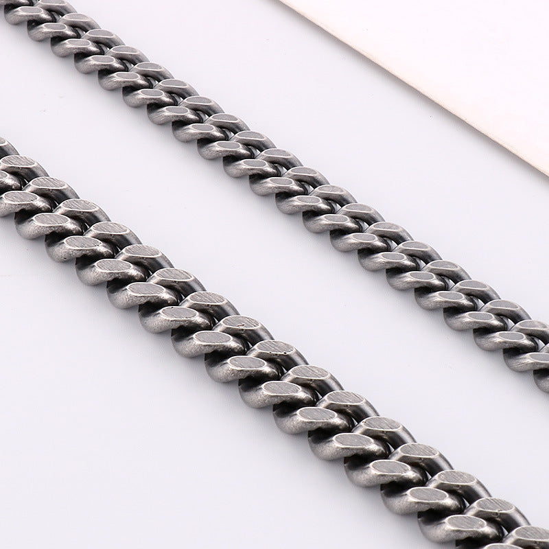 Planderful Men Stainless Steel Oxidized Button Necklace