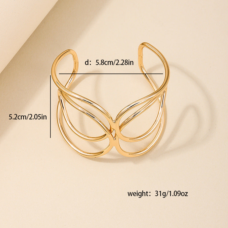 Punk Chic Open Bangle with Ethnic Line Design