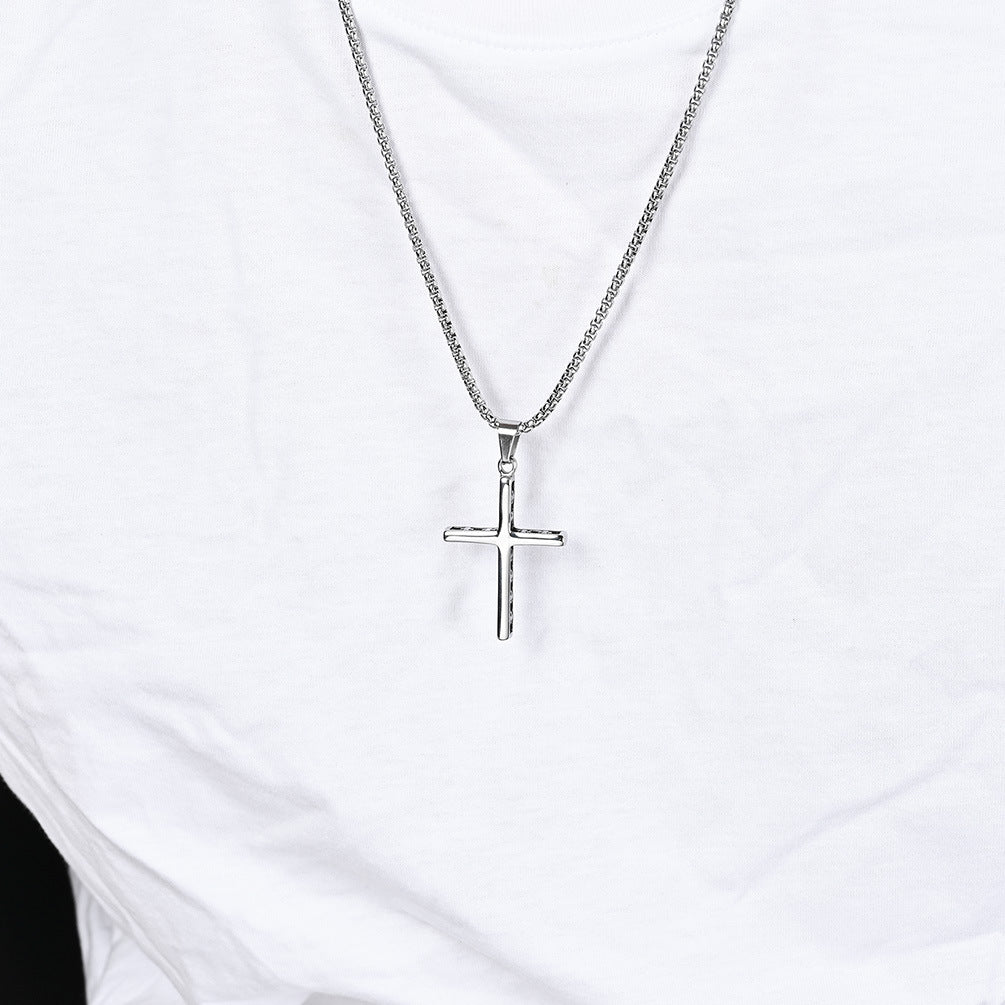 Amazon European and American Style Stainless Steel Cross Necklace Pendant for Men