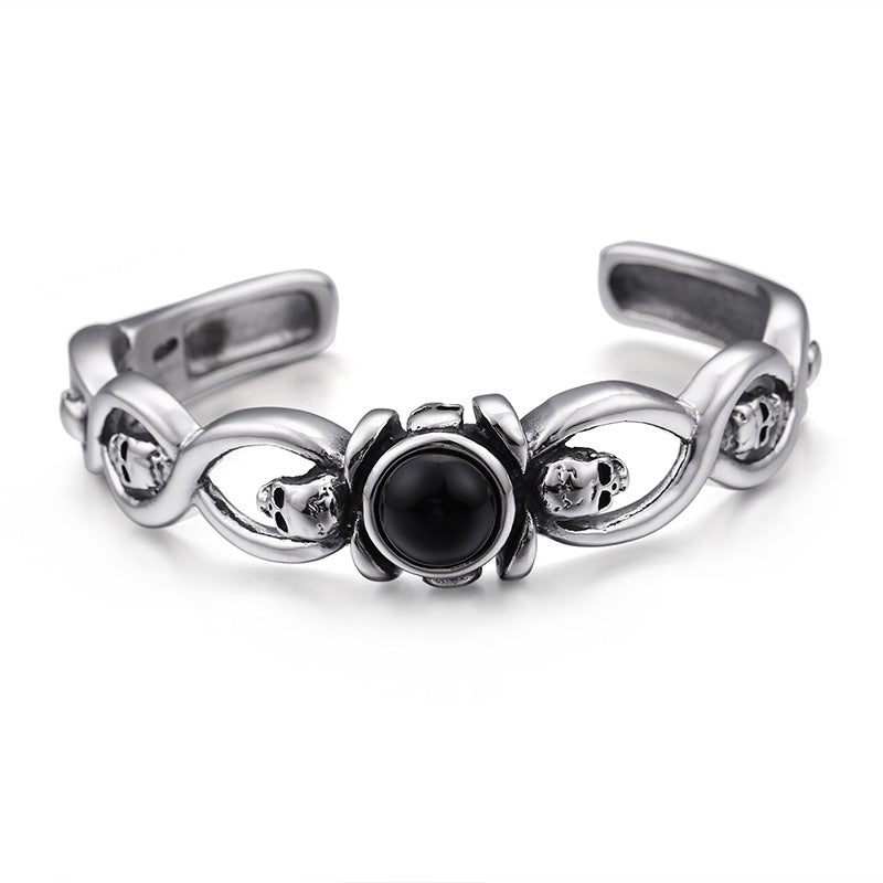 Titanium Steel Skull Men's Open Bracelet Men's