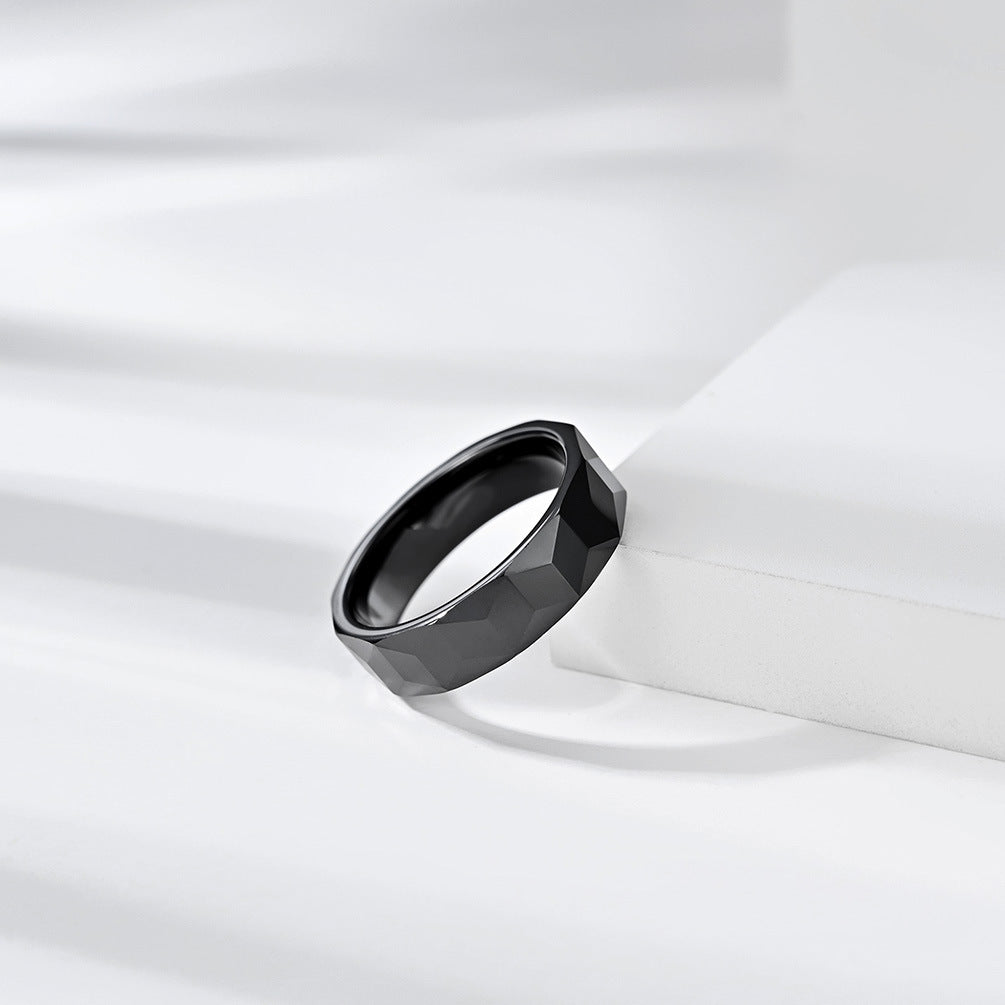 Rhombus Turtle Face Zirconia Ceramic Black Ring for All