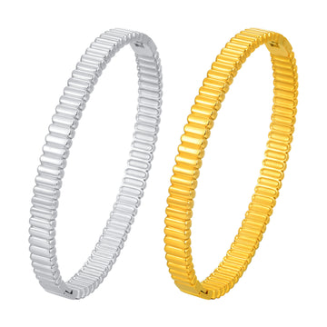 Fashion titanium steel jewelry, stainless steel geometric oval texture can open bracelet daily simplicity