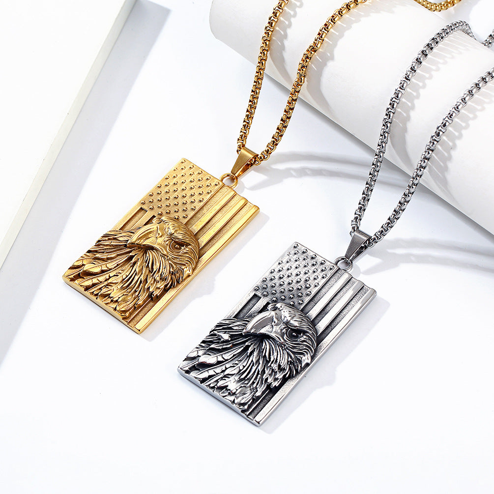 European and American Wind Bald Eagle Titanium Steel Pendant