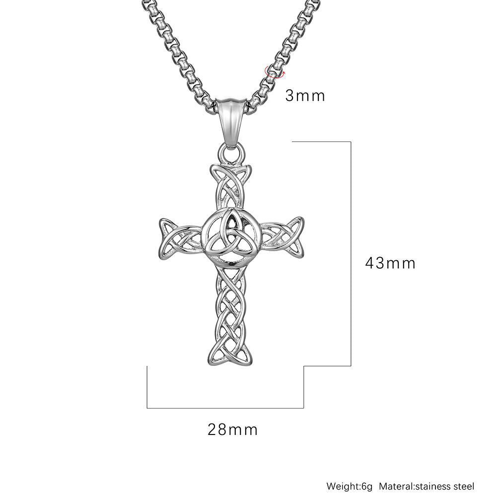 Steel Necklace – Elegant Celtic Cross by Planderful