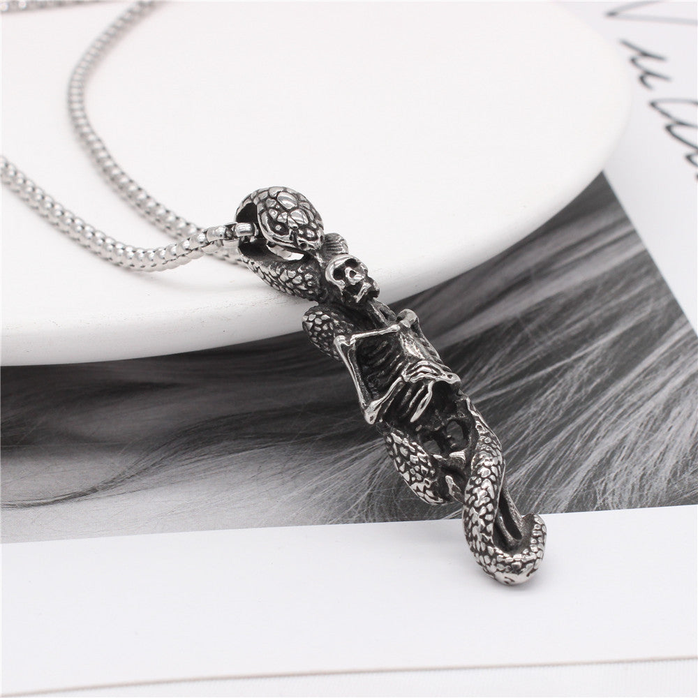 Snake Skull Titanium Steel Pendant Necklace