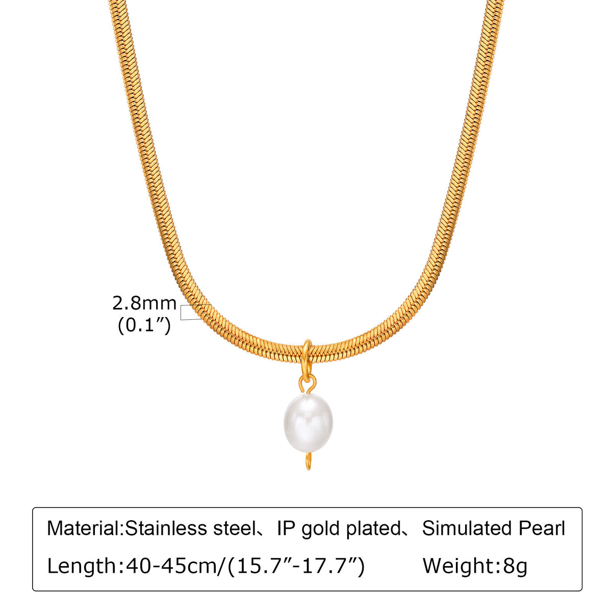 Stainless Steel Flat Cross Chain Pearl Spacer Copper Material Heart Flower Double Necklace