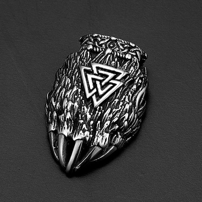 Viking Rune Bear's Paw Titanium Steel Pendant European and American Odin Pendant Men's Creative Hip Hop Stainless Steel Pendant Necklace