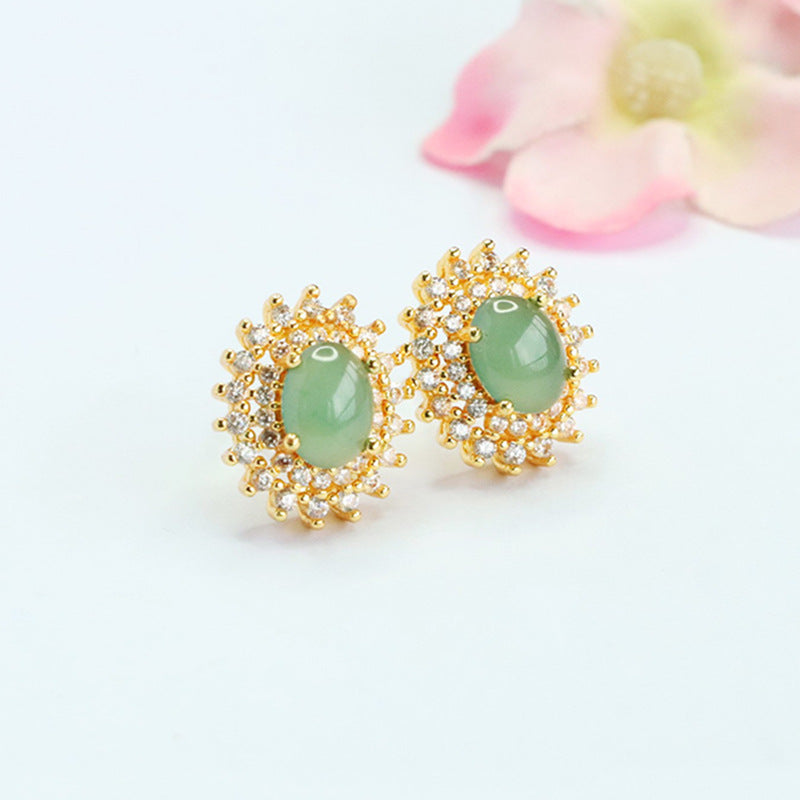 Blue-Water Jadeite Starlight Stud Earrings