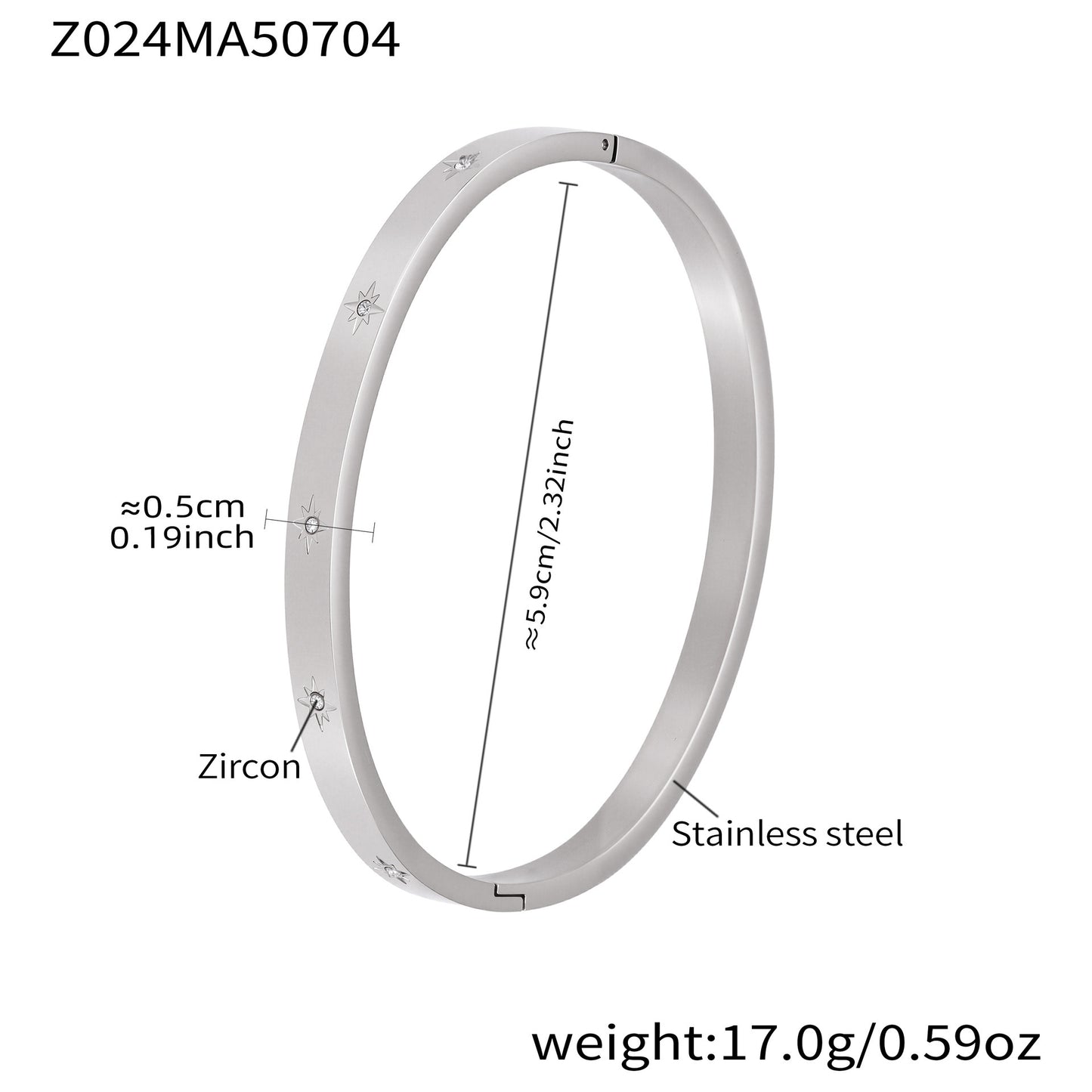 Planderful Zircon Encrusted Titanium Bracelet For Women