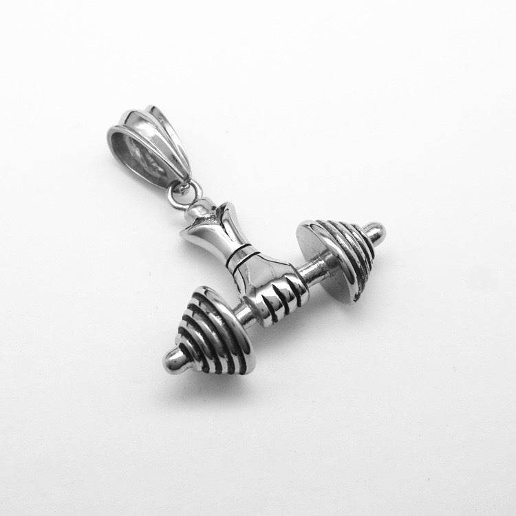 Planderful Everyday Genie Dumbbell Pendant Necklace Personalized Titanium Steel For Men Fitness Lovers