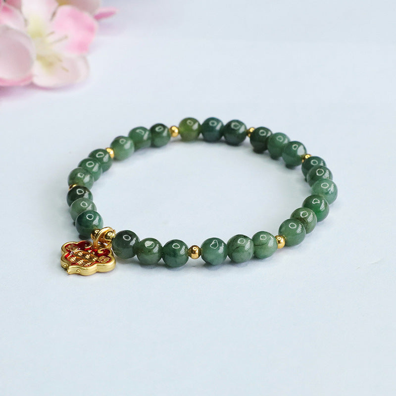 Jadeite Ruyi & Round Bead Style 3 Bracelet