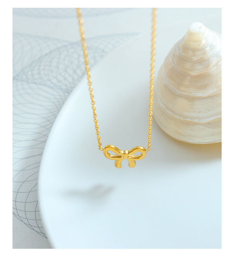 Kawaii Bow Pendant Necklace - Personalized Collarbone Chain Jewelry