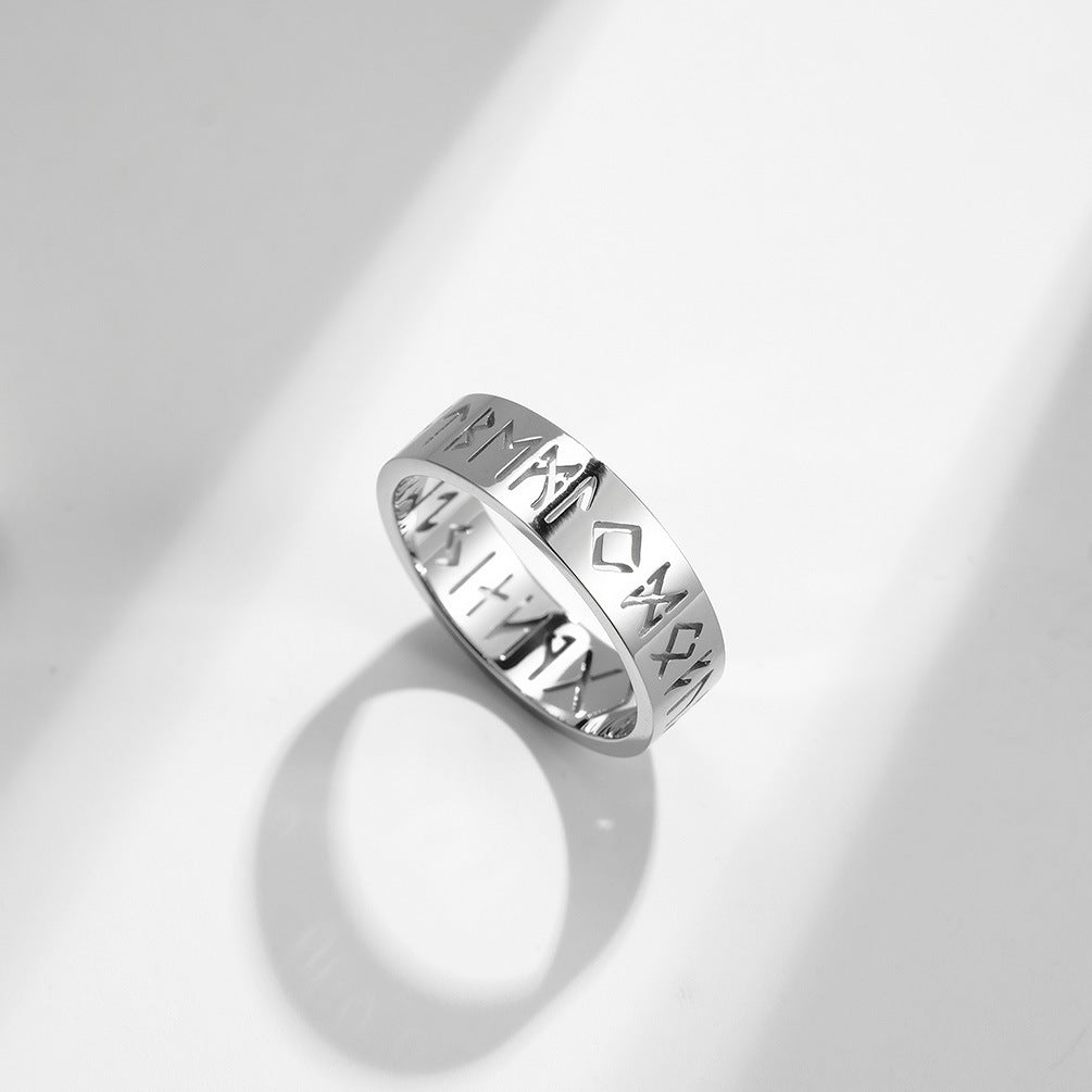 INS Simple Style Nordic Viking Text Hollow Ring for All