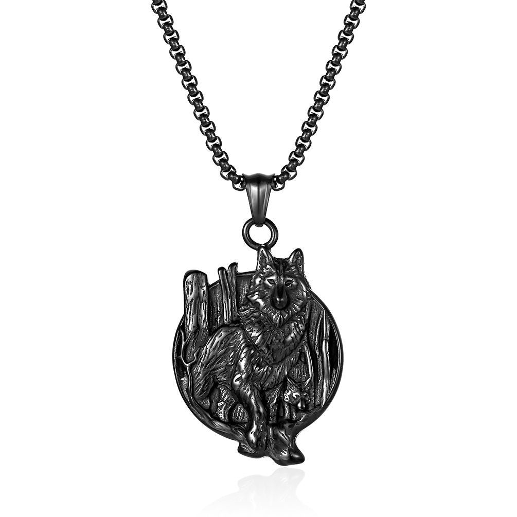Amazon Vintage Nordic Celtic Wolf Stainless Steel Necklace for Men
