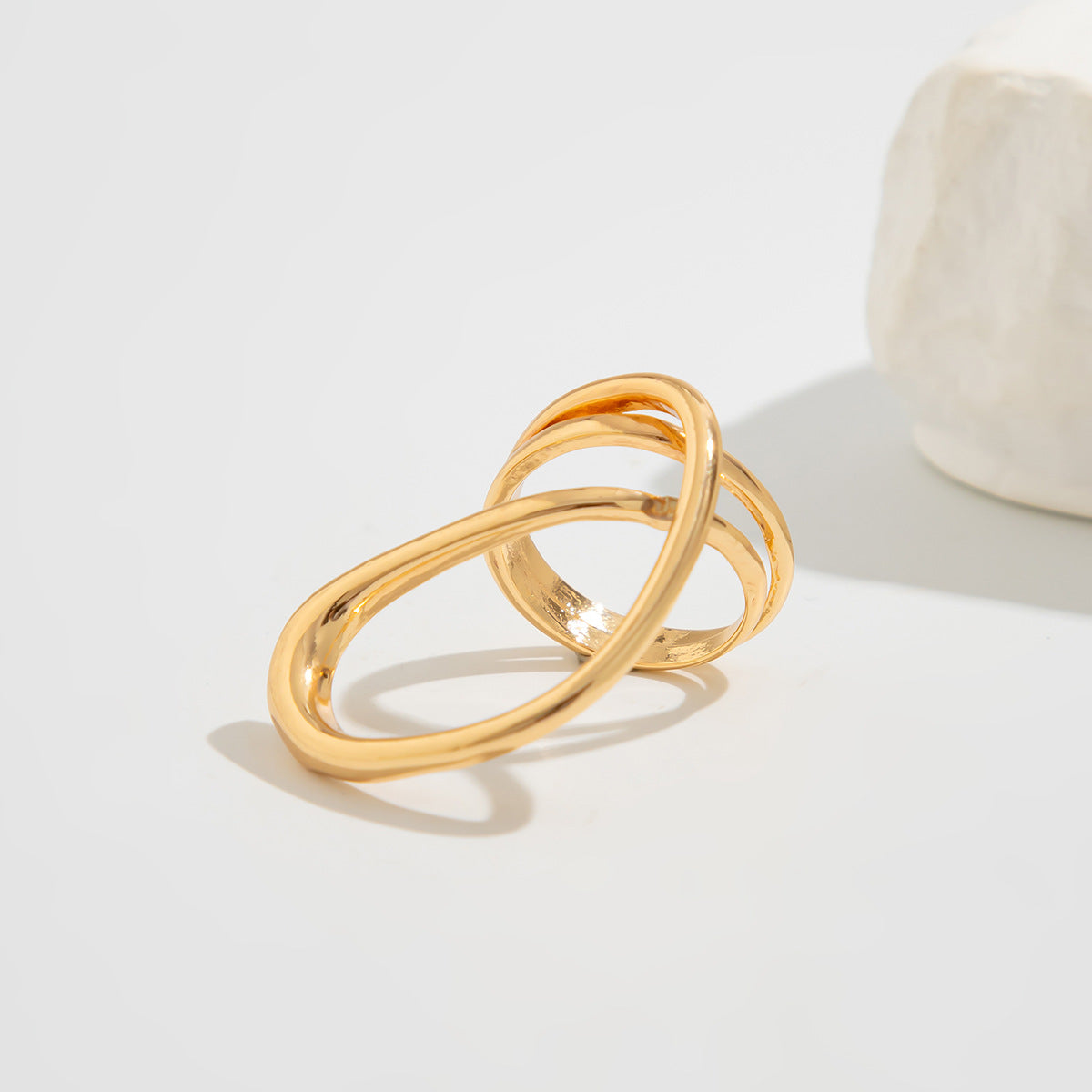 Planderful Geometric Line Ring for Women Hollow Joint Minimalist Statement Jewelry Vienna Verve