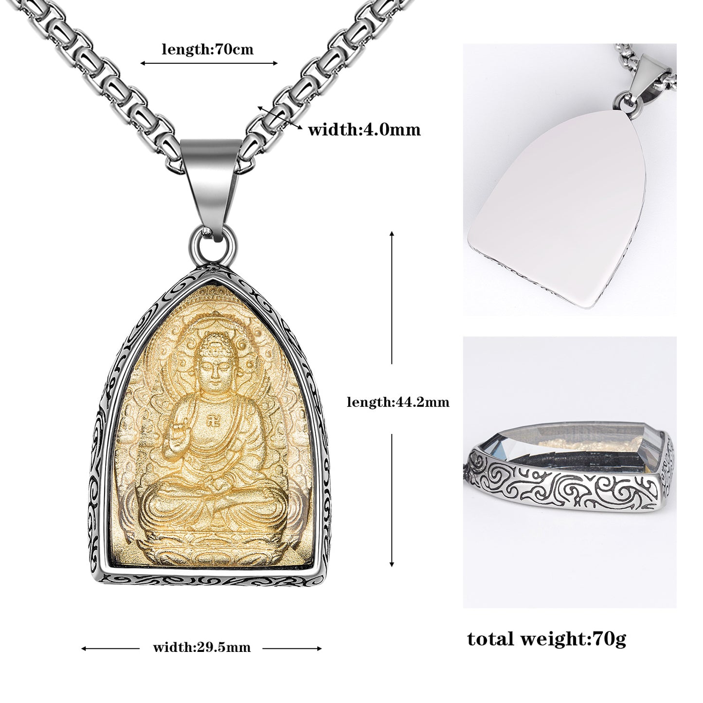 Steel Necklace – Elegant Buddha Pendant Necklace For Men Everyday Wear Gift Durable Tarnish-Resistant