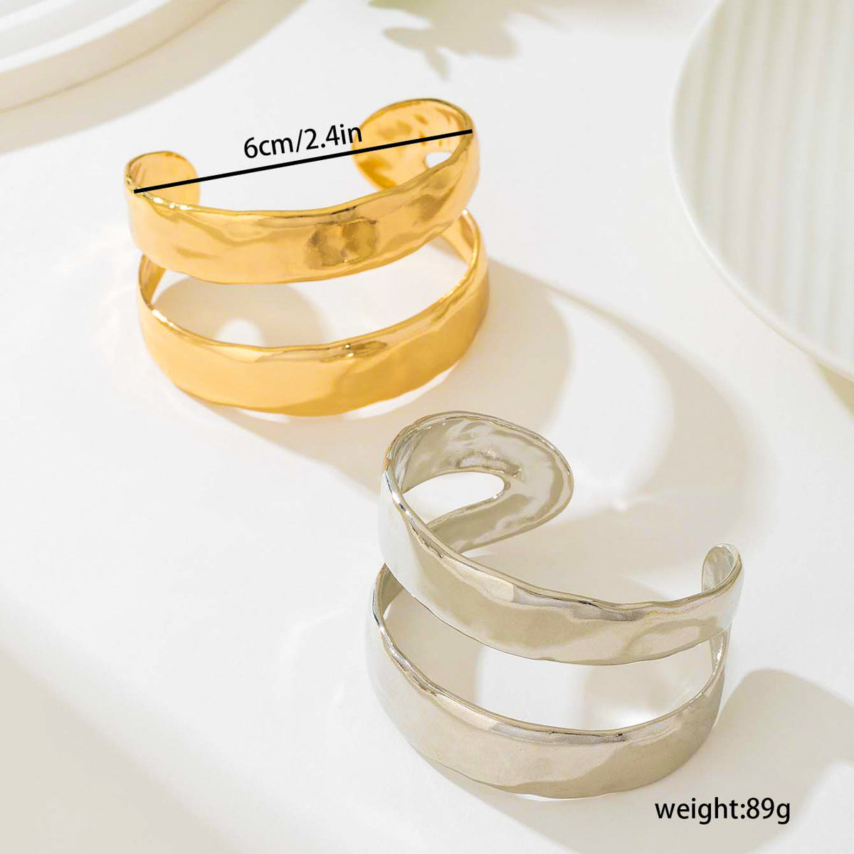 Planderful Vienna Verve Bracelet – Elegant Double-Layered Metal Geometry Design