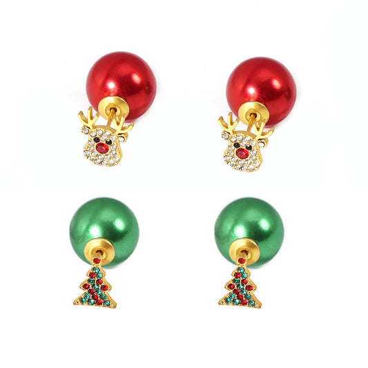 Planderful Stainless Steel Zircon Christmas Tree Earrings