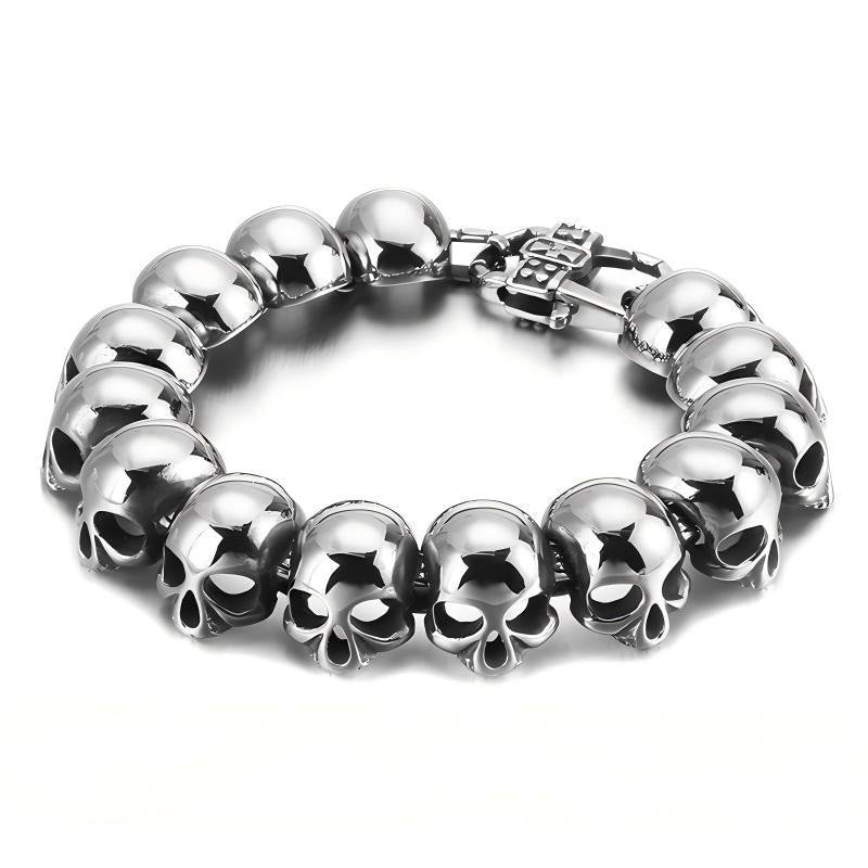 Punk Style Goth Ghost Head Bracelet Hip Hop Rock Three-Dimensional Skull Vacuum Plated
