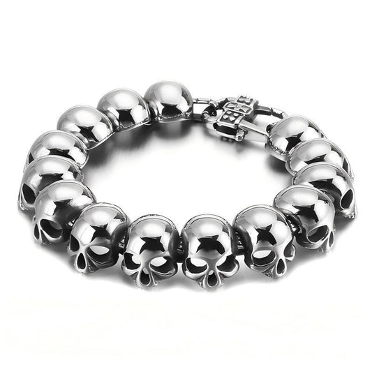 Punk Style Goth Ghost Head Bracelet Hip Hop Rock Three-Dimensional Skull Vacuum Plated