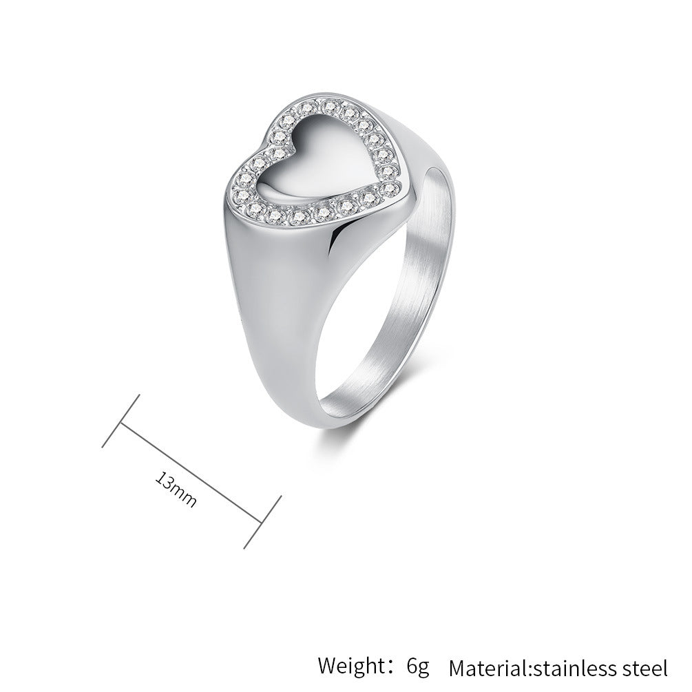 Planderful Zircon Ring Everyday Genie Stainless Steel 18K Gold Plated For Women Bold Statement Jewelry