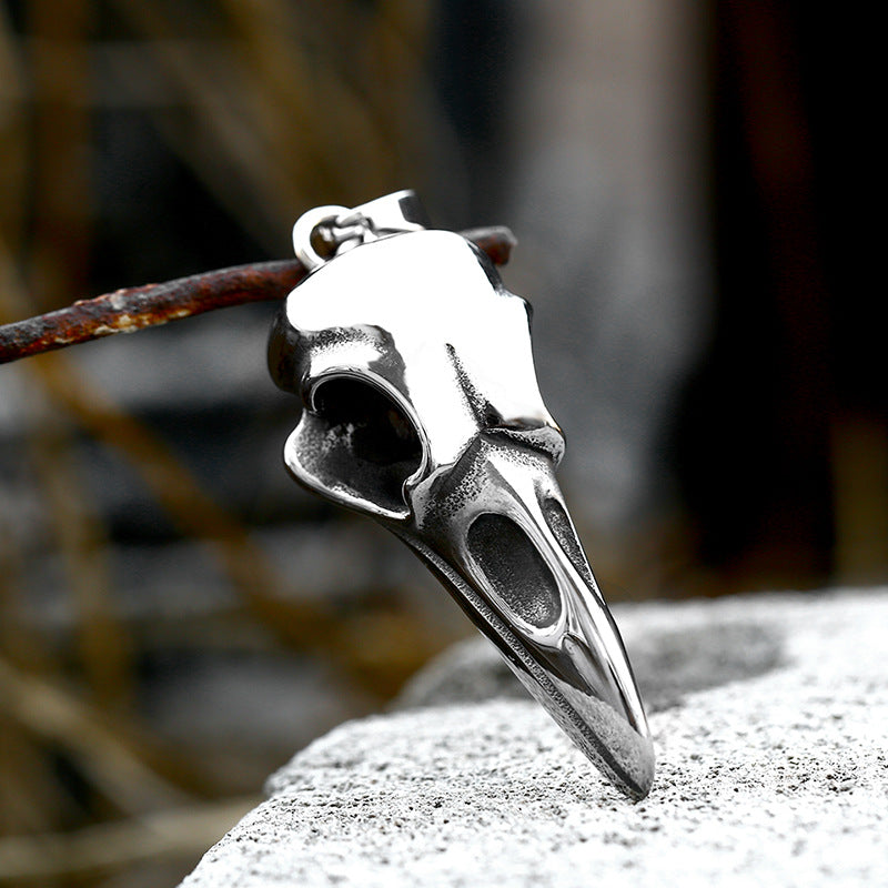 Nordic Viking Crow Beak Stainless Steel Men's Pendant, Retro European American Titanium Jewelry for Him