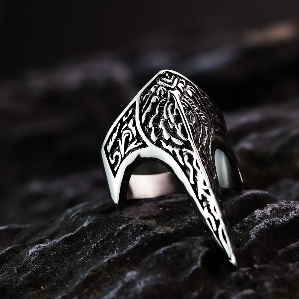 European And American Retro Stainless Steel Men's Ring Personalized Viking Defense Crow Ring