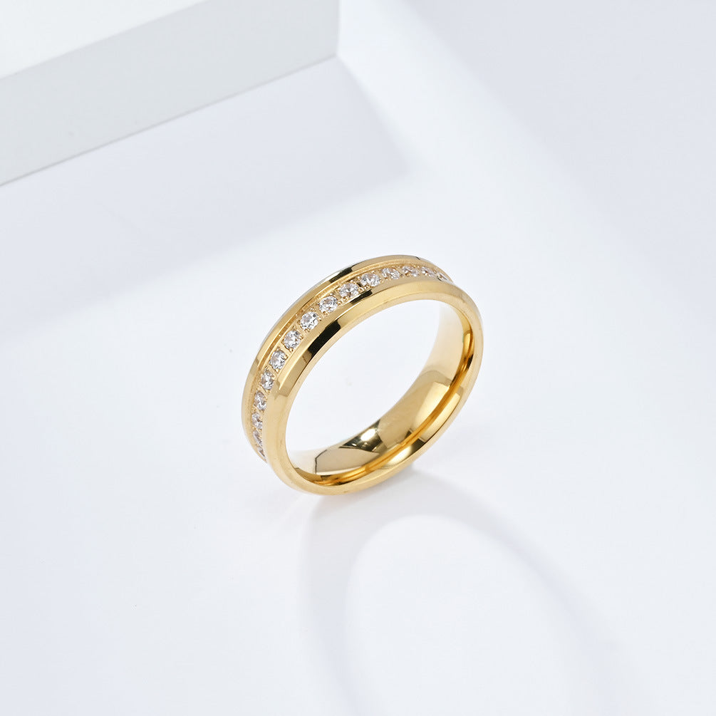 Planderful Everyday Genie Titanium Steel Zircon Ring for Couples - Elegant Wedding Proposal Jewelry for Men and Women