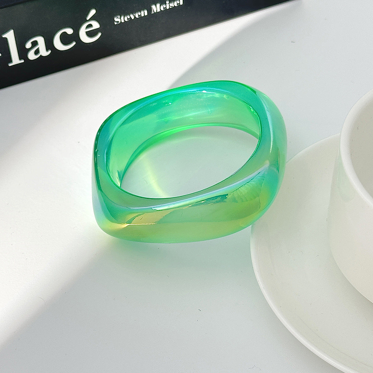 Planderful Geometric Resin Bracelet For Women Multilateral Pearlescent Finish Vienna Verve Collection Jewelry