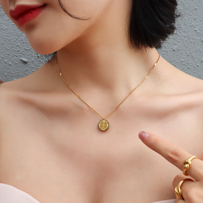Enchanting Double Happiness and Fortune Collarbone Necklace