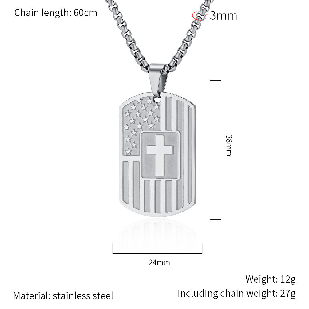 Planderful Titanium Steel Army Necklace For Men Durable Non Fading Protection Symbol Jewelry