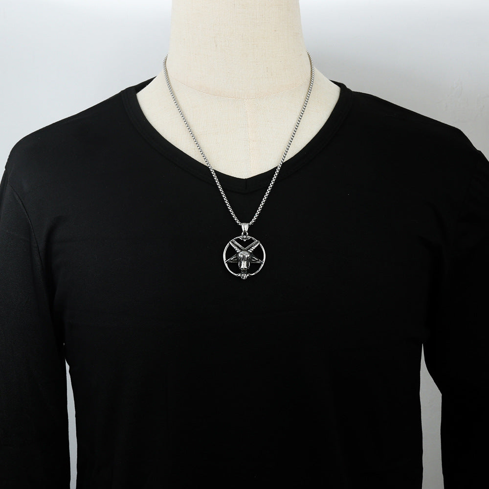 European And American Stainless Steel Antelope Pendant Necklace