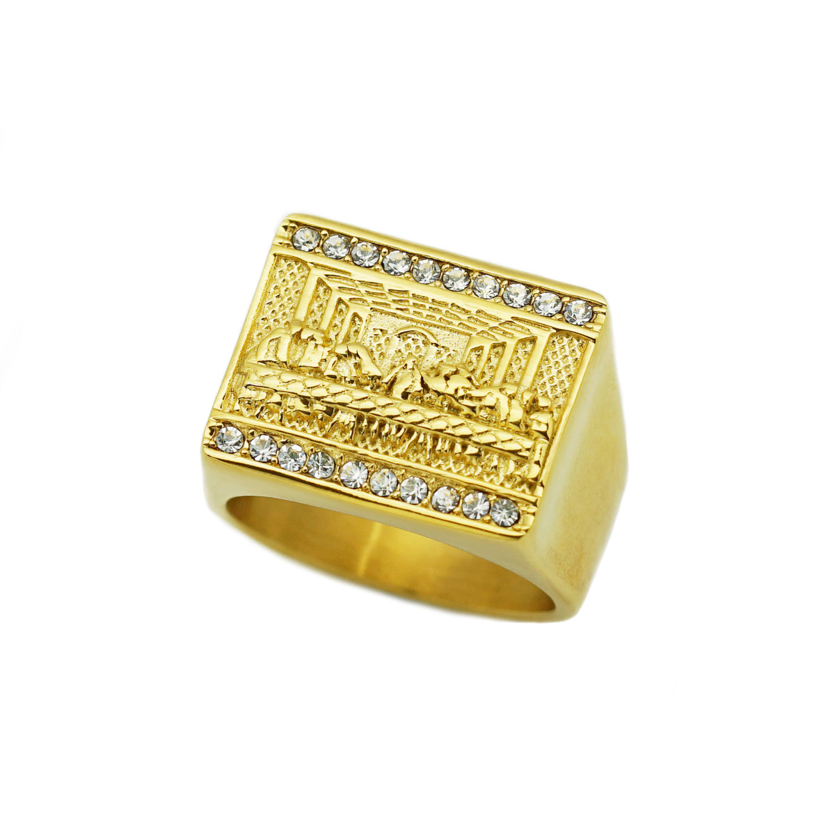 Planderful Titanium Steel Gold Ring Men Unisex Protection