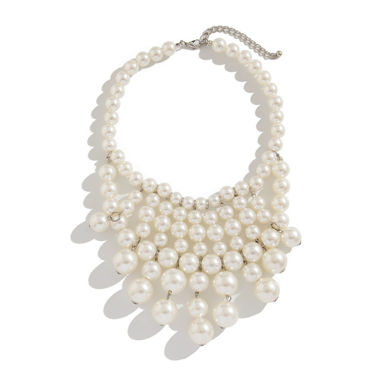 Pearl-Style Fringe Necklace & Earrings Set
