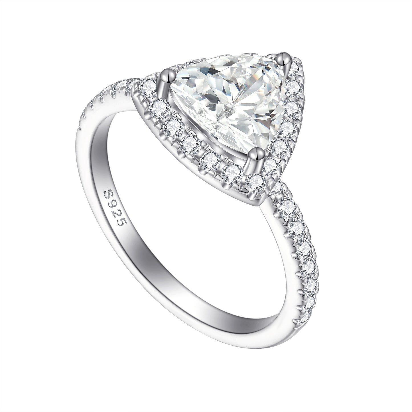 Planderful Sterling Silver 2 Carat Triangle Zircon Ring For Women Elegant Niche Jewelry Gift
