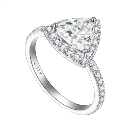 Planderful Sterling Silver 2 Carat Triangle Zircon Ring For Women Elegant Niche Jewelry Gift