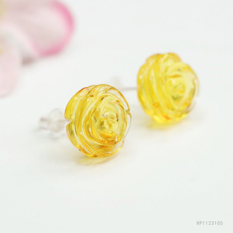 Amber Rose Stud Earrings