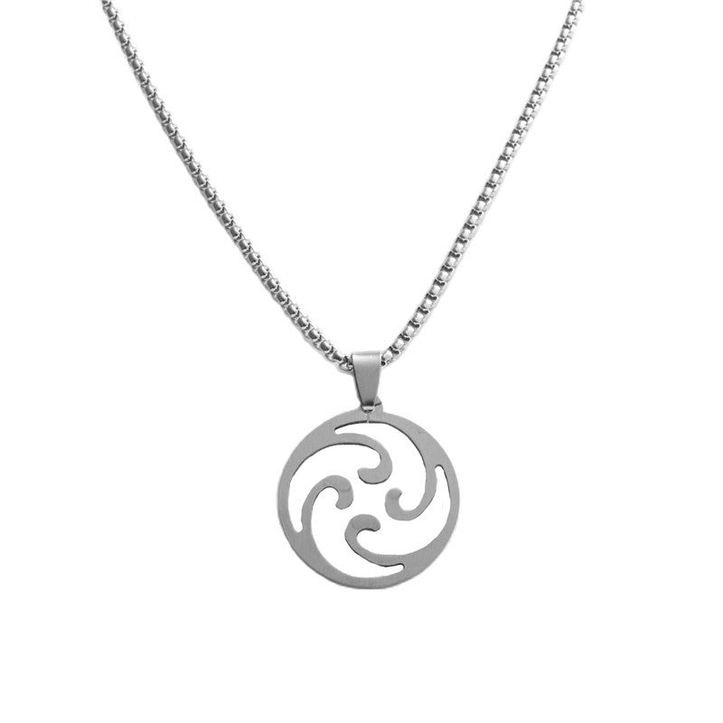 Titanium Steel Whirlwind Pendant Necklace for Men - Retro Personalized Trendy Design