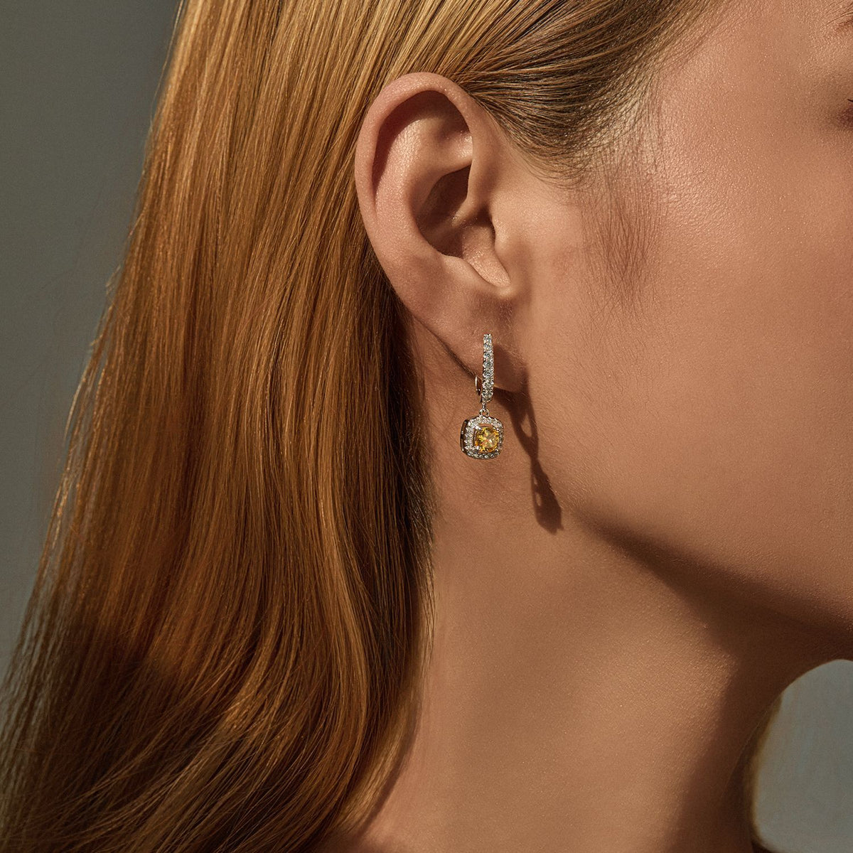 925 Sterling Silver Square Zircon Earrings