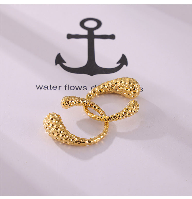 Golden Retro Hammer Ring - Adjustable Geometric Style