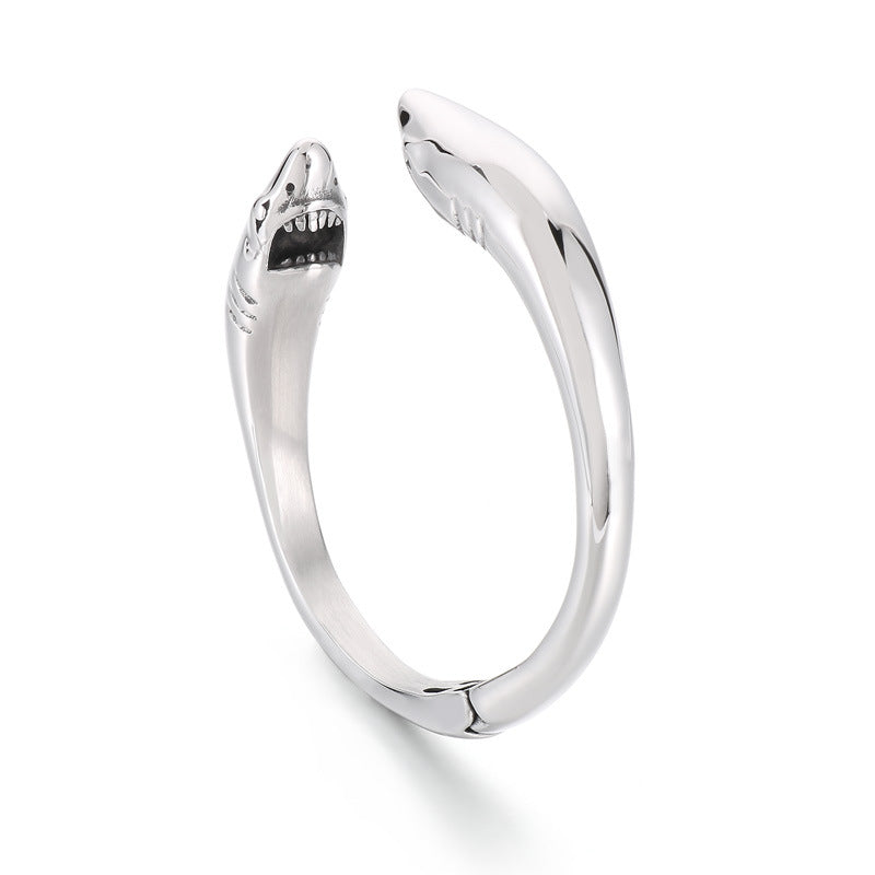 Cute Animal Bracelet – Glossy Double Shark Stainless Steel Men's