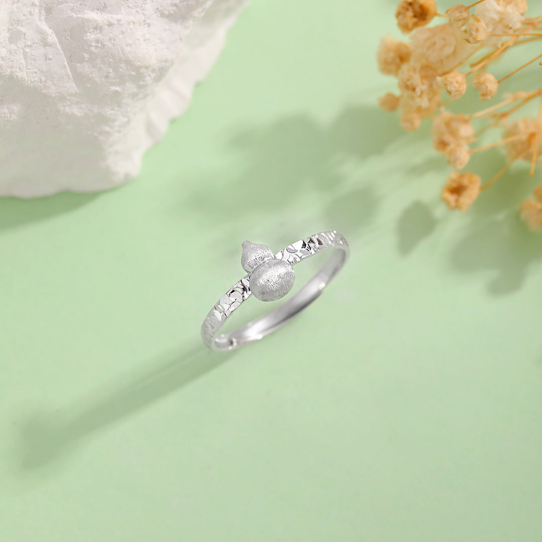 Planderful Sterling Silver Crushed Ice Gourd Ring For Women Light Luxury National Style High End Jewelry