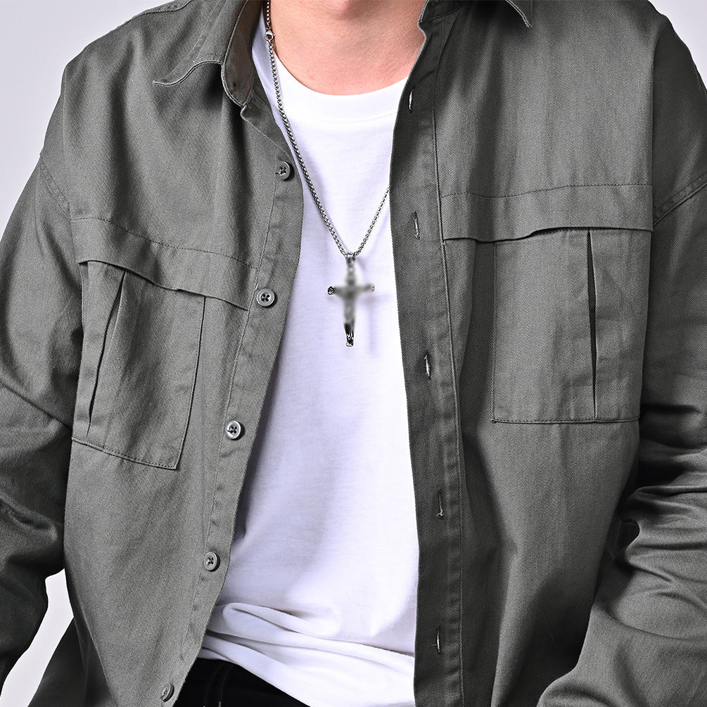 European and American Retro Stainless Steel Cross Necklace