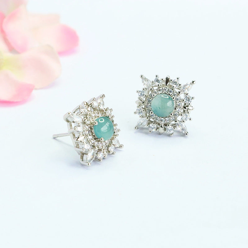 Blue-Water Jadeite Starfall Stud Earrings