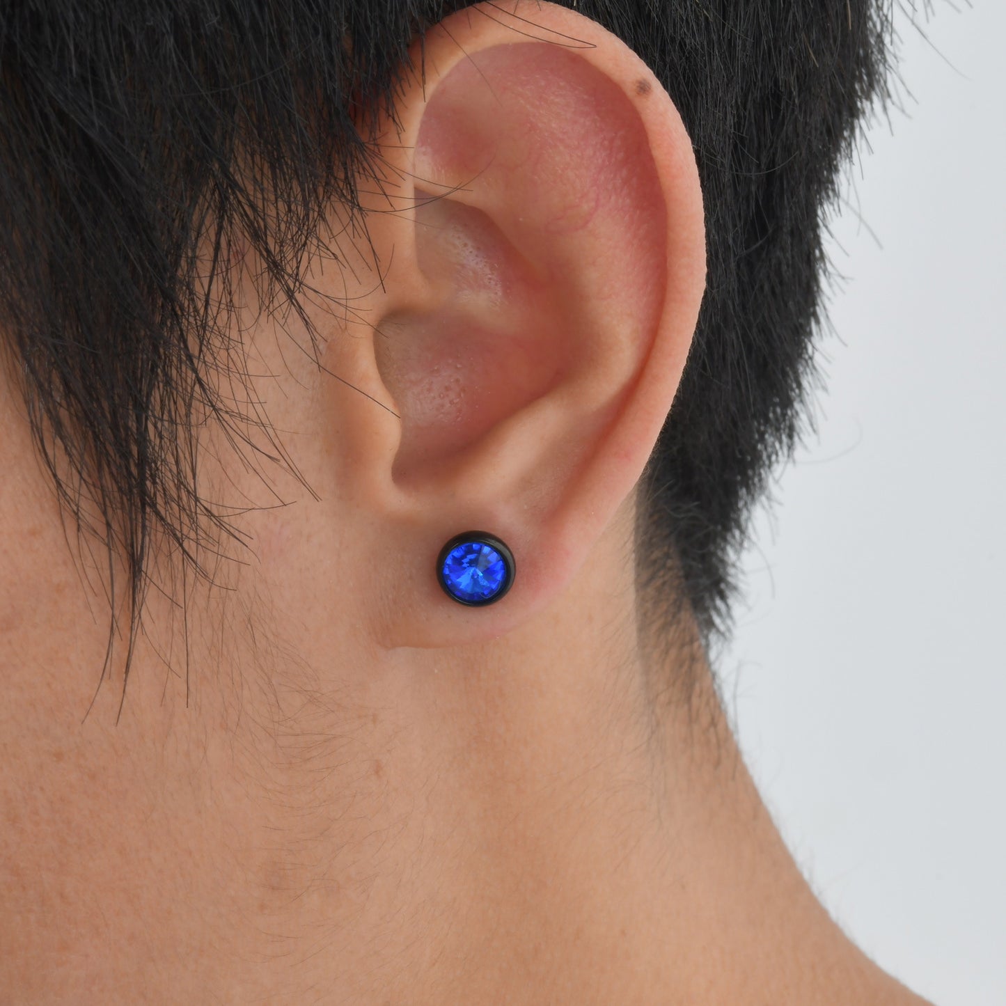 Planderful Stainless Steel White Zircon Stud Earrings Men